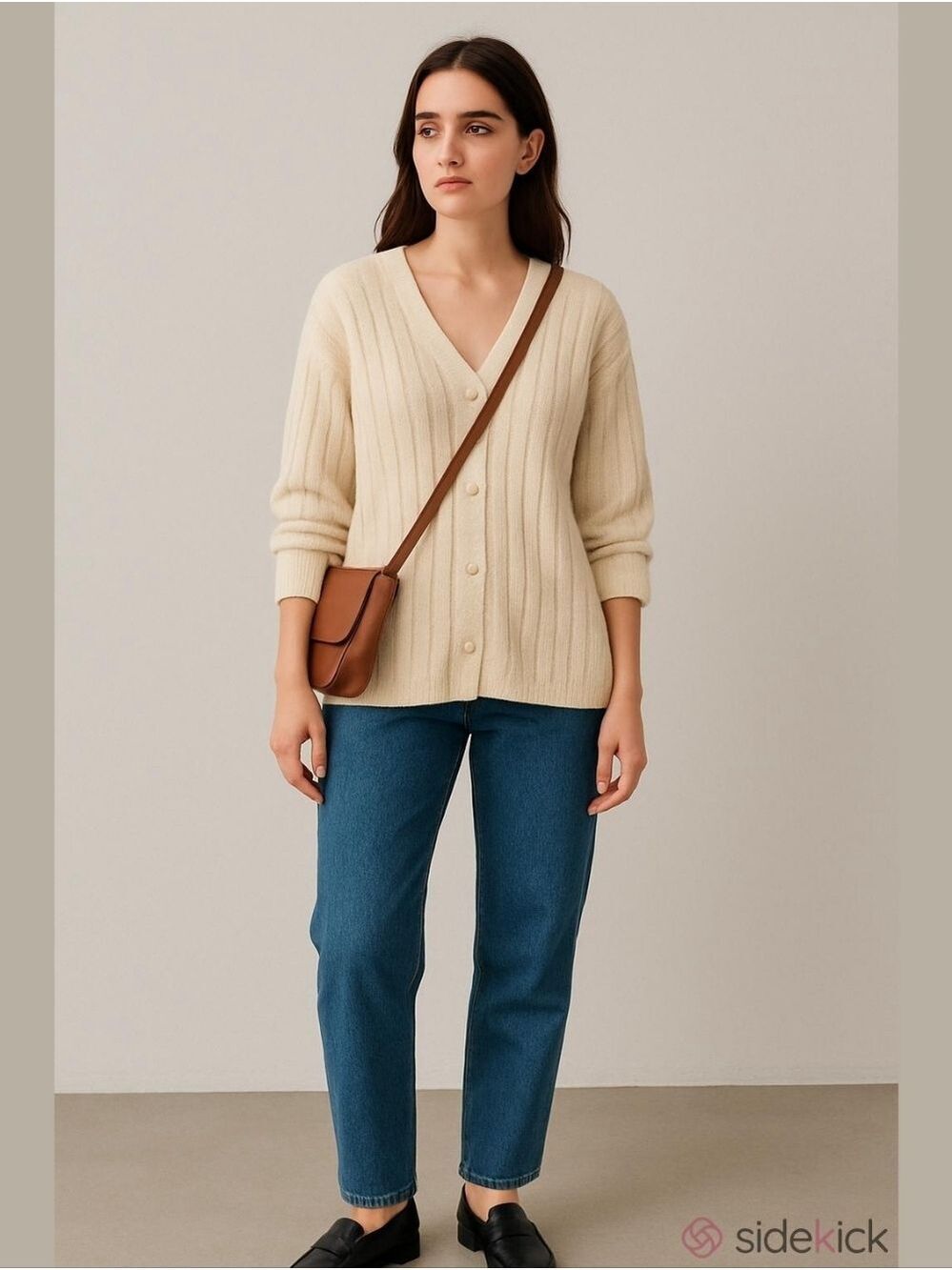Retro 90's United Colors Of Benetton Cream Ribbed V-Neck Lambswool Cardigan